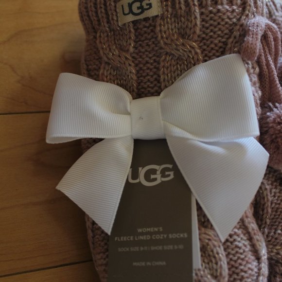 NWT POM PINK SWEATER KNIT FLEECE LINED SOCKS - Picture 4 of 5